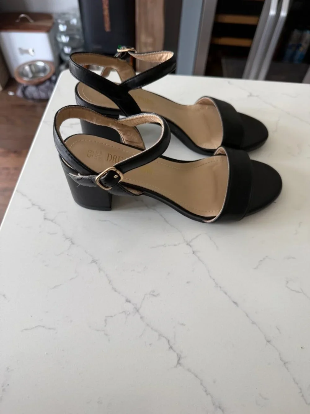 Black High Heels - Women's Size 6.5 (Block / Leather)
